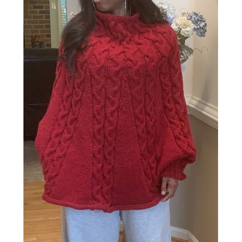 Poncho With Cables and Cuffs